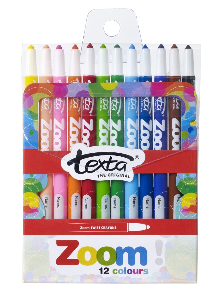 Texta Zoom Crayons Assorted Colours Pack 12