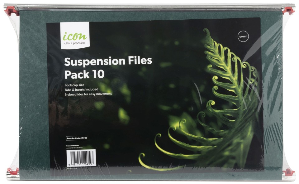 Icon Suspension Files Foolscap Green Pack 10
