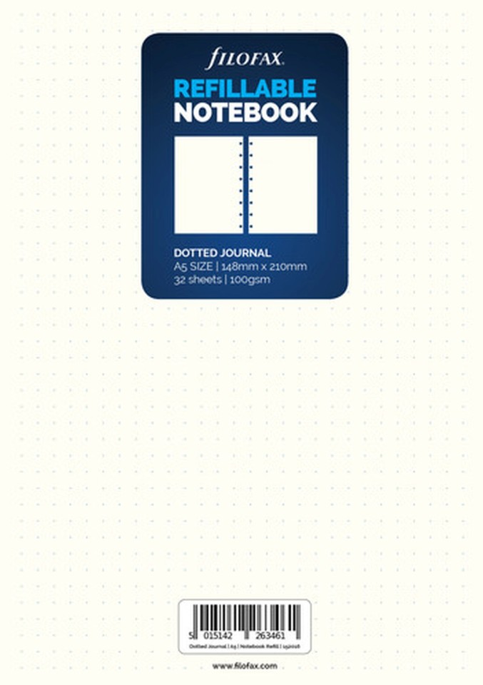 Filofax A5 Notebook Refill Grid Dot Journal Paper 32 Sheet