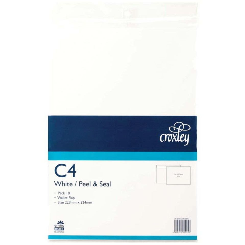 Croxley Envelope Peel & Seal C4 229mm x 324mm White Pack 10