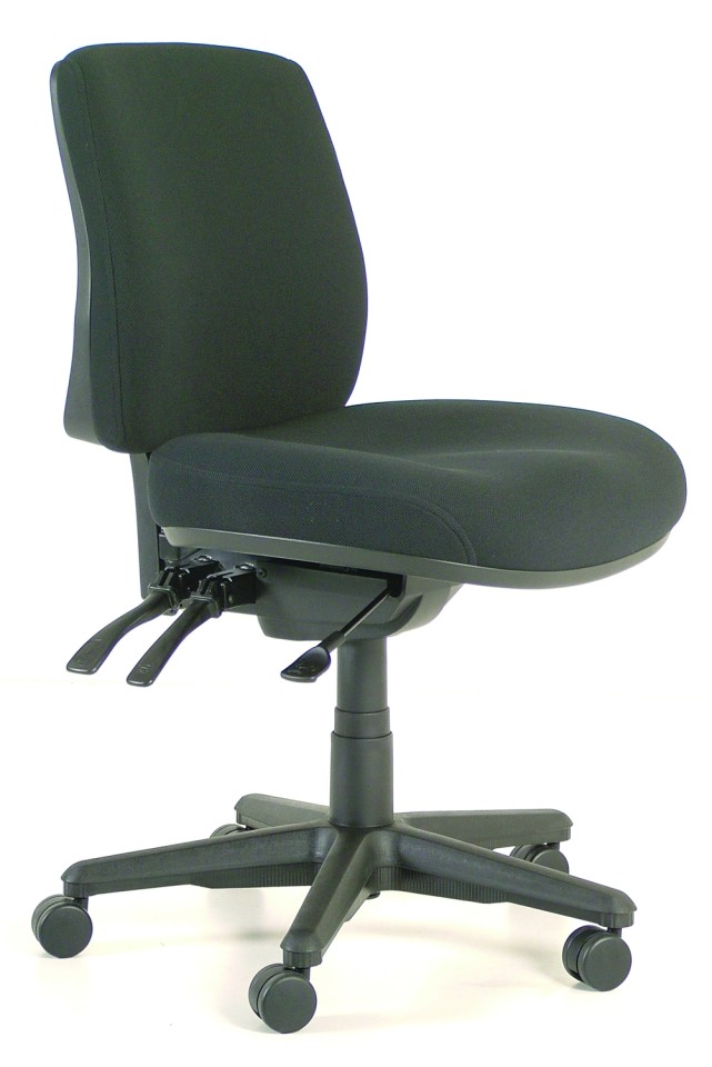 Roma Task Chair 3 Lever Mid Back Black Fabric