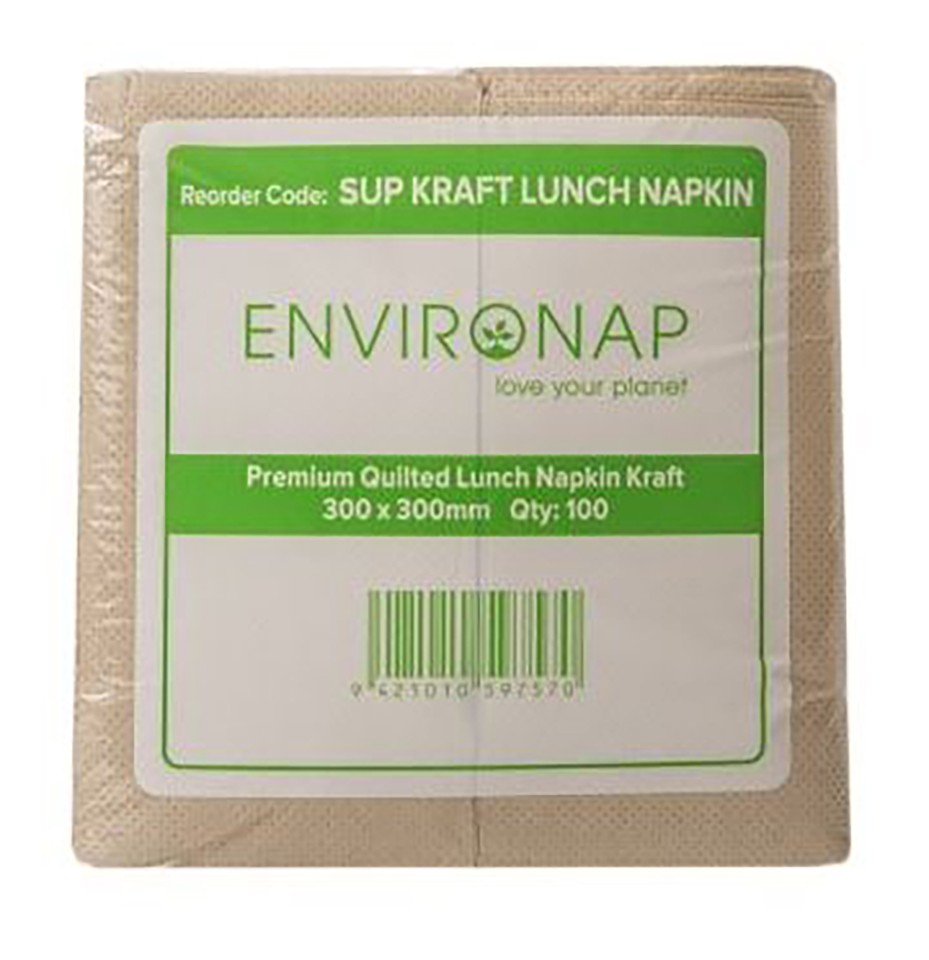 Environap Lunch Napkins 2 Ply 8 Fold Kraft Pack Of 100