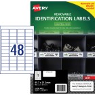 Avery White Heavy Duty Labels Removeable Laser Printers 47.5x21.2mm 48 Per Sheet 960 Labels 959205 image