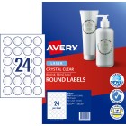 Avery Crystal Clear Round Multipurpose Labels Laser Print 40mm diameter 240 Labels (959164 / L6112C) image
