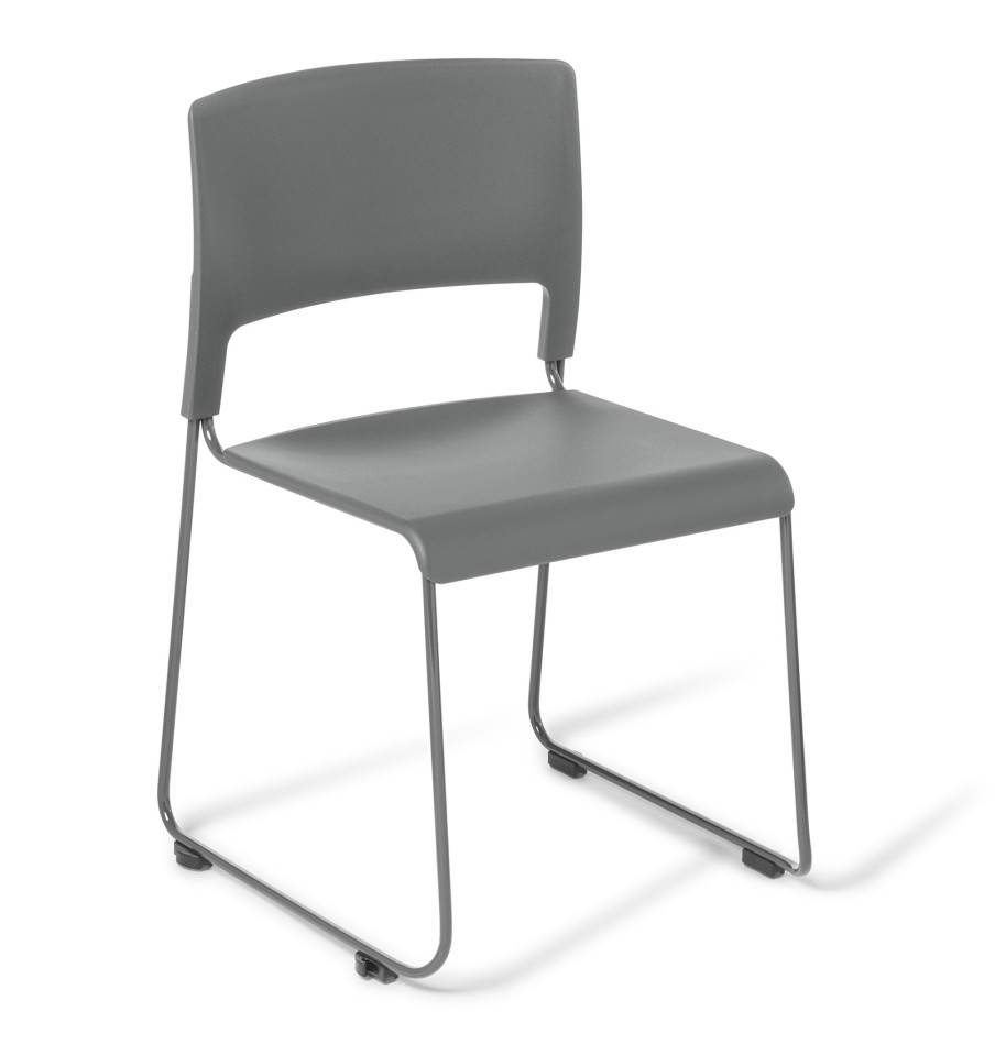 Slim Visitor Chair Stacking Sled Base Grey