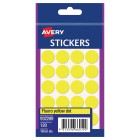 Avery Fluoro Yellow Dot Round Stickers 18 Mm Diameter Permanent Pack 120 Labels (932289) image