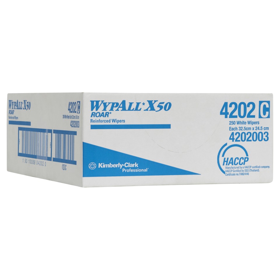 Wypall X50 ROAR Reinforced Wipers 4202 4 Ply White
