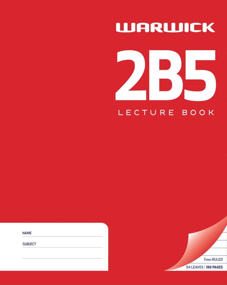 Warwick Hardcover Lecture Book 2B5 94 Leaf Ruled 7mm 255x205mm