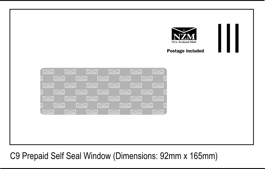 NZM Prepaid Window Envelope Self Seal E9 92mm x 165mm White Box 500