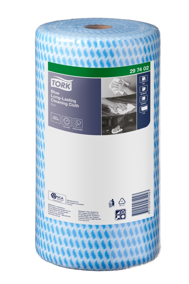Tork Cleaning Cloth Heavy Duty Colour Coded Roll 297402 90 Cloths Blue