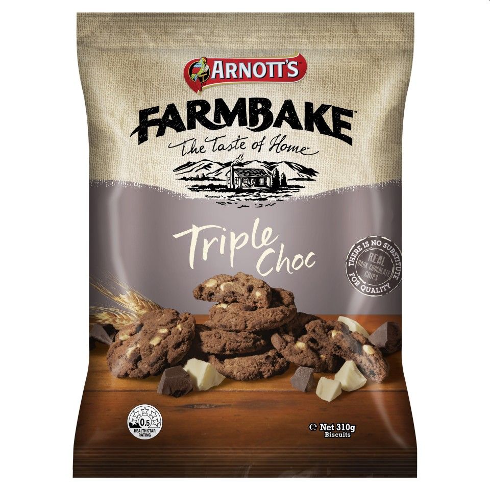 Arnotts Farmbake Cookies Triple Chocolate 310gm