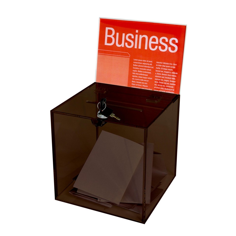 Esselte Suggestion/Ballot Box With Header Card And Lock Small Smoke