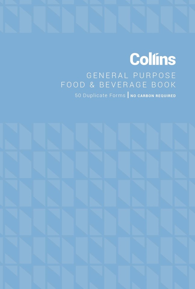 Collins General Purpose Food & Beverage Book Duplicate No Carbon Required 50 Leaf