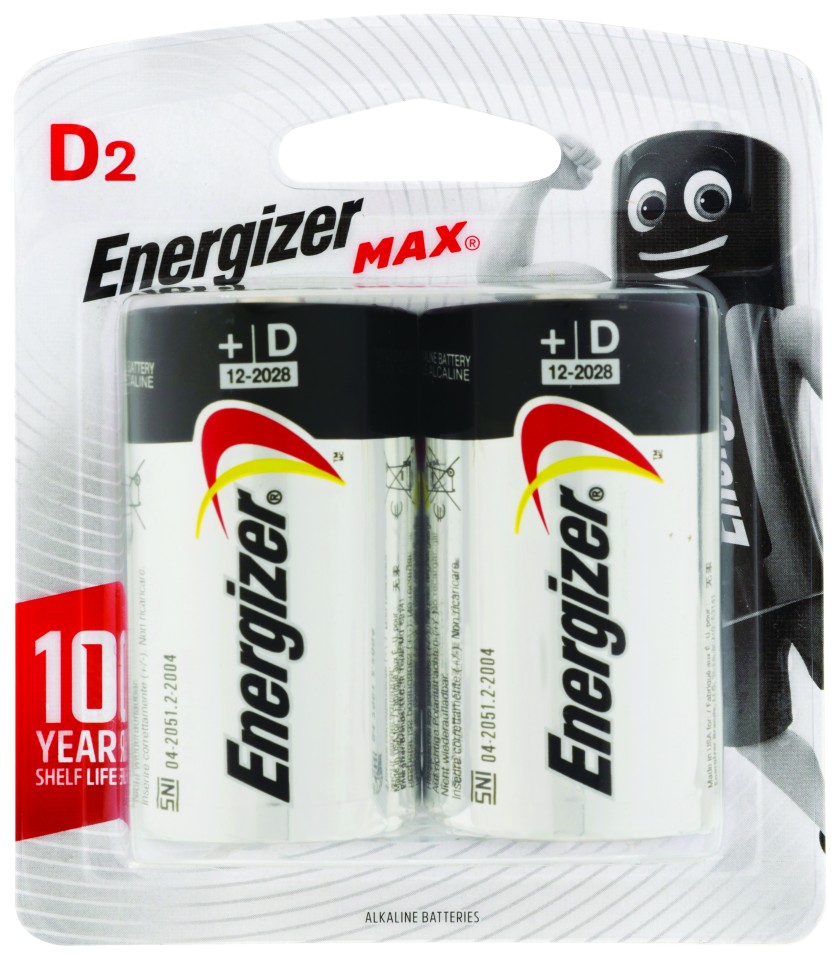 Energizer Max D Battery Alkaline Pack 2