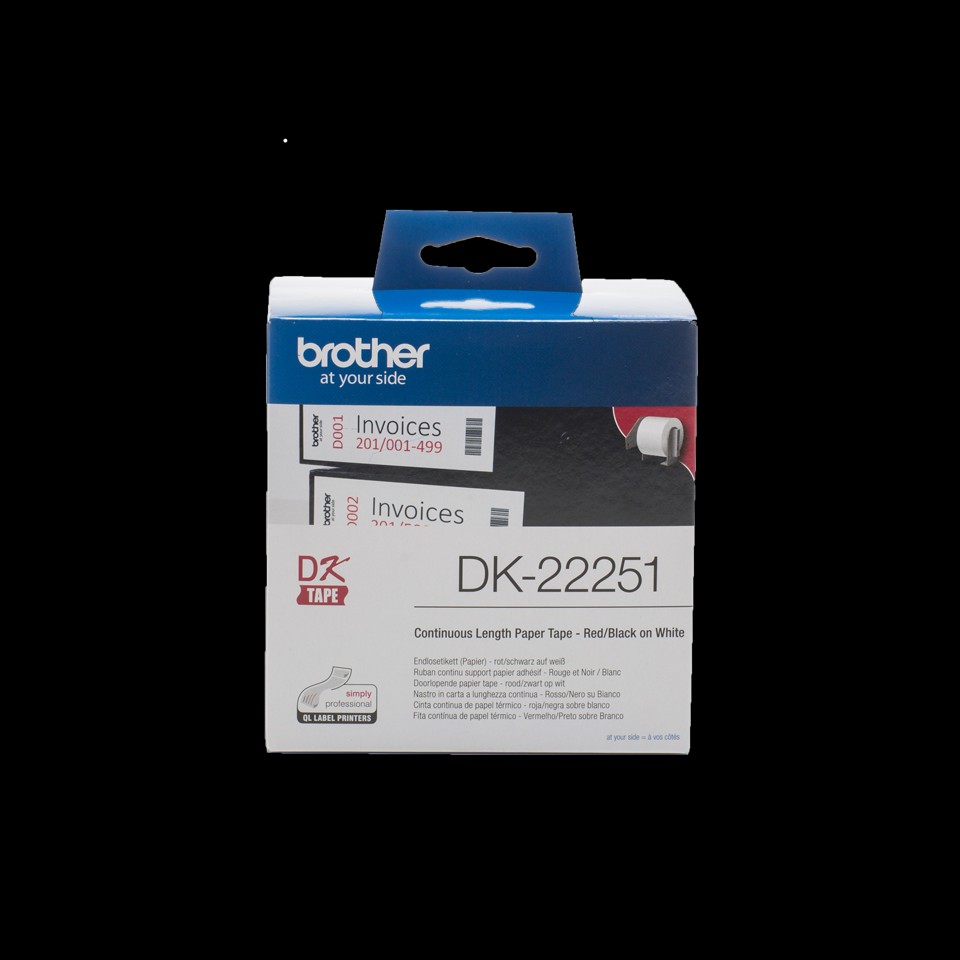 Brother Labelling Tape Continuous Paper DK-22251 QL 62mmx15.24m Black/Red On White