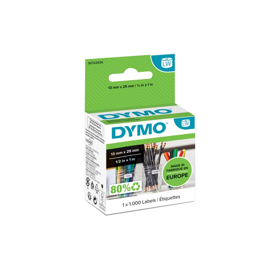 Dymo LabelWriter Multi-Purpose Labels 13mmx25mm Box 1000