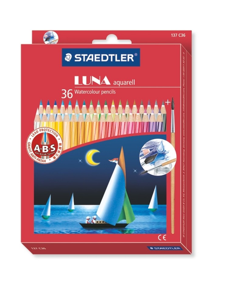Staedtler Luna Aquarell Pencil Watercolour Assorted Colours Pack 36