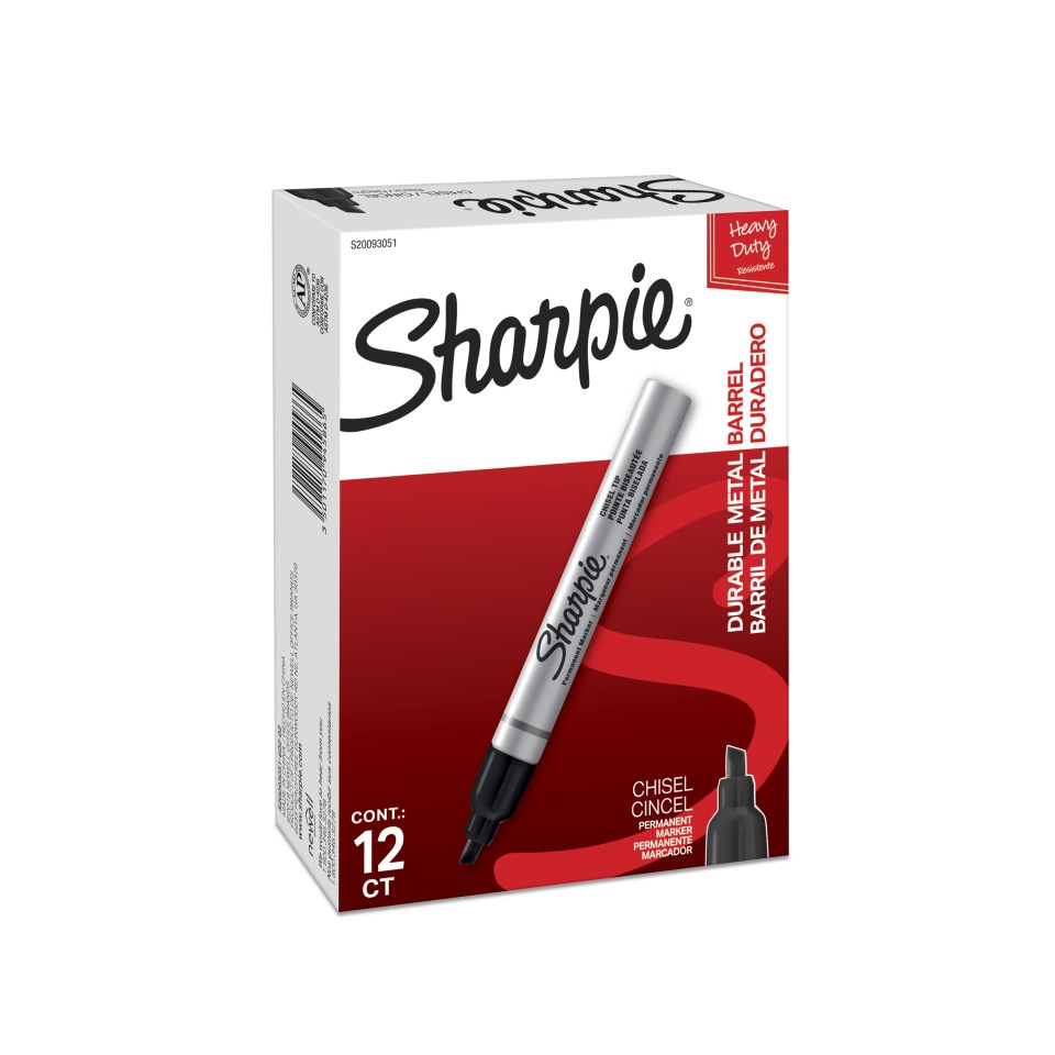 Sharpie Permanent Marker Metal Barrel Chisel Tip 1.5mm Black