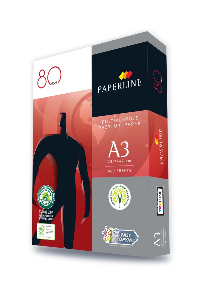 Paperline Copy Paper 80gsm A3 White Ream 500