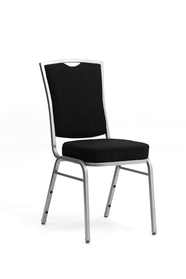 Banquet Visitor Chair Silver Frame Black Fabric