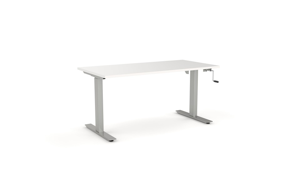 Agile High Rise Manual Adjustable Desk 1800Wx800Dmm White Top / Silver Frame