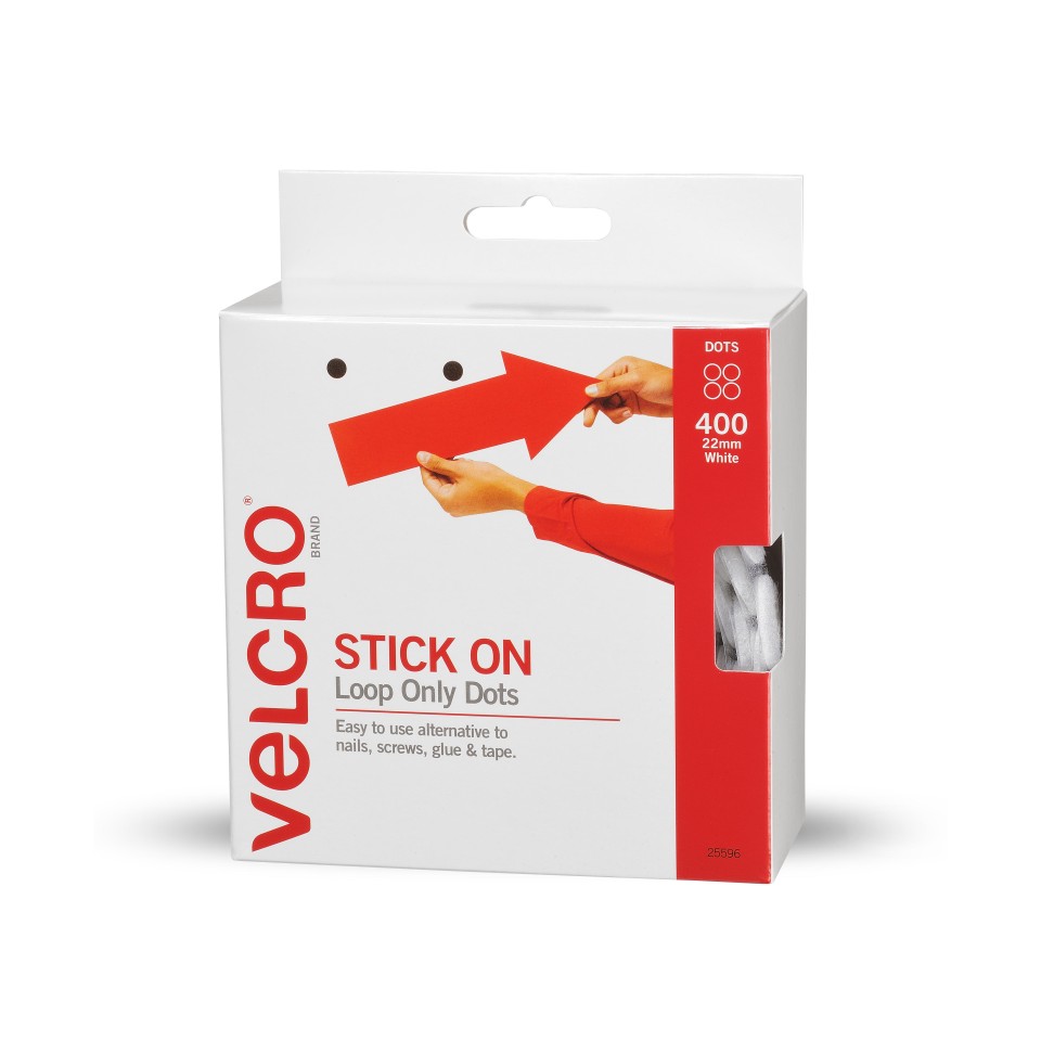 Velcro Loop Only Spots 22mm White Box 400