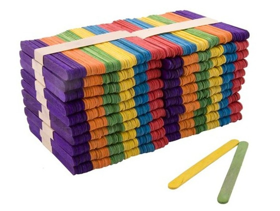 DAS Popsicle Sticks Wooden Assorted Colours Pack 1000