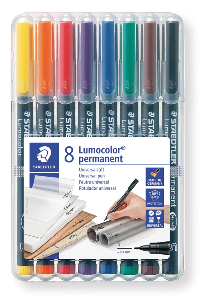 Staedtler Lumocolor Universal Pen Permanent S Assorted Colours Pack 8