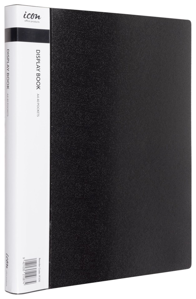 Icon Display Book With Insert Spine A4 40 Pocket Black