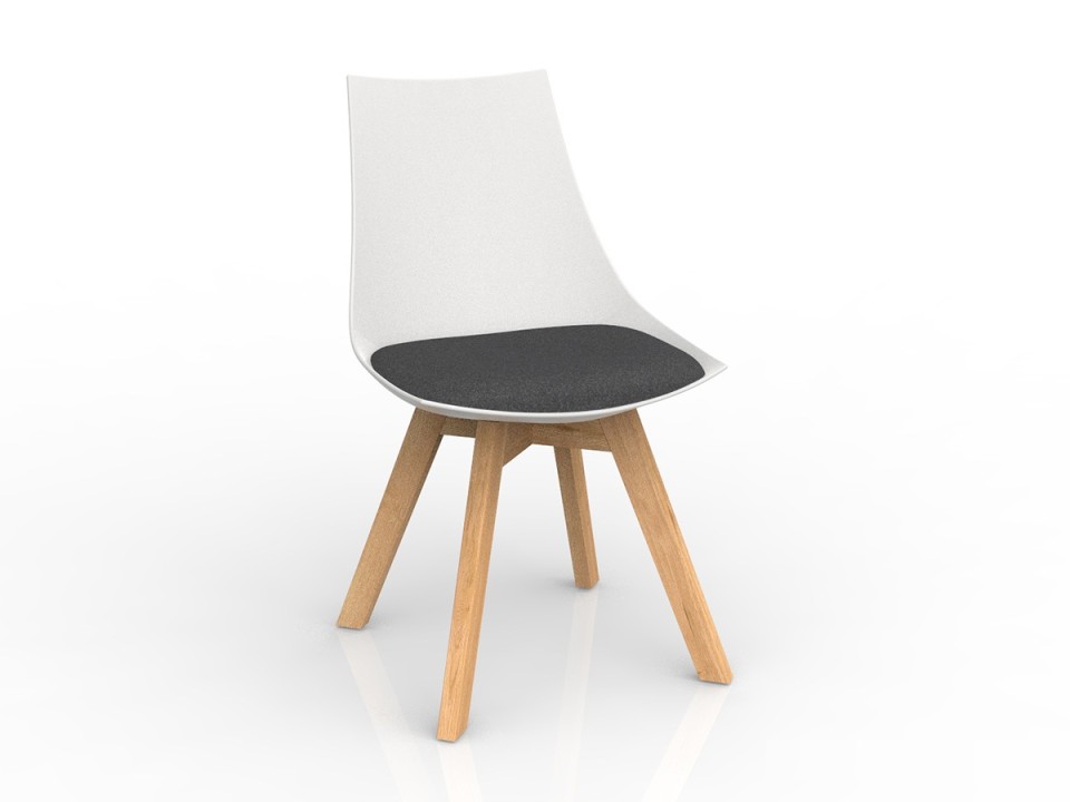 Knight Luna White Chair With Oak Base Upholstered Charcoal Cushion