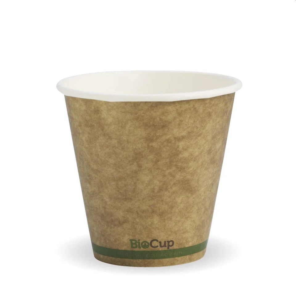 Biopak Single Wall Paper Cup Kraft 8oz 280ml 90mm Carton 1000