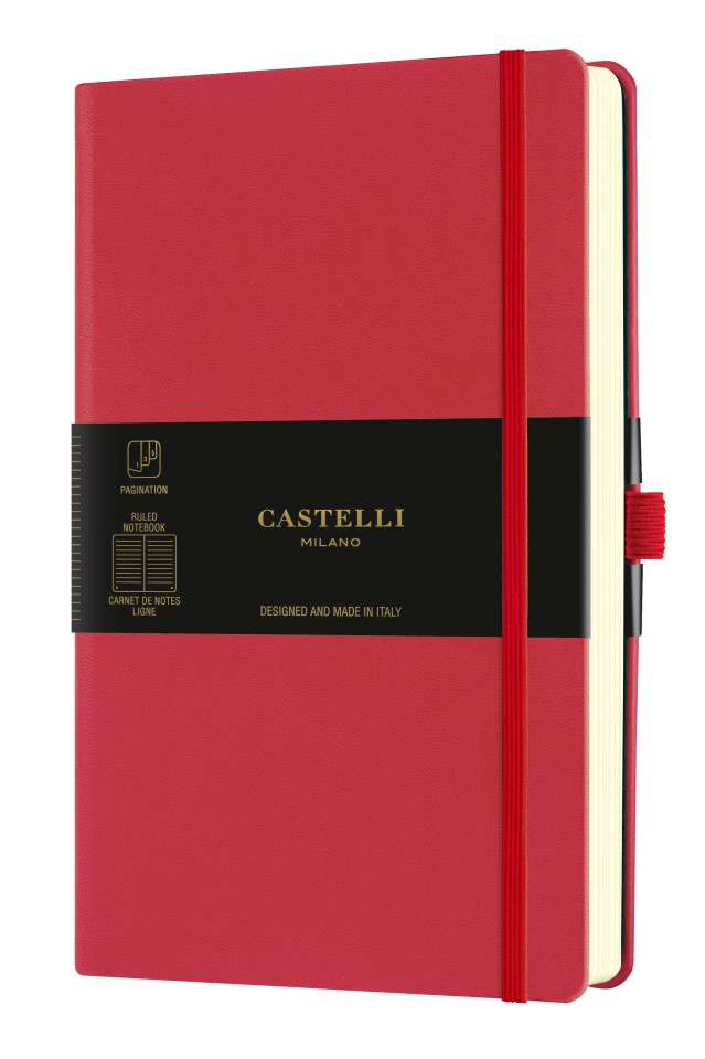 Castelli Notebook Ruled A5 240 Pages Aqua Coral Red