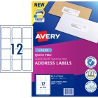 Avery Address Labels Sure Feed Laser Printers 63.5x72mm 12 Per Sheet 1200 Labels 959005 / L7164 image
