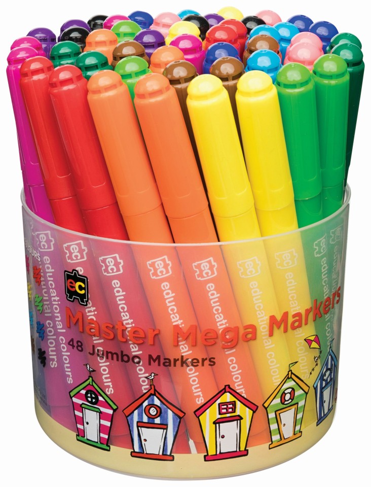 Ec Master Mega Markers Assorted Colours Tub 48