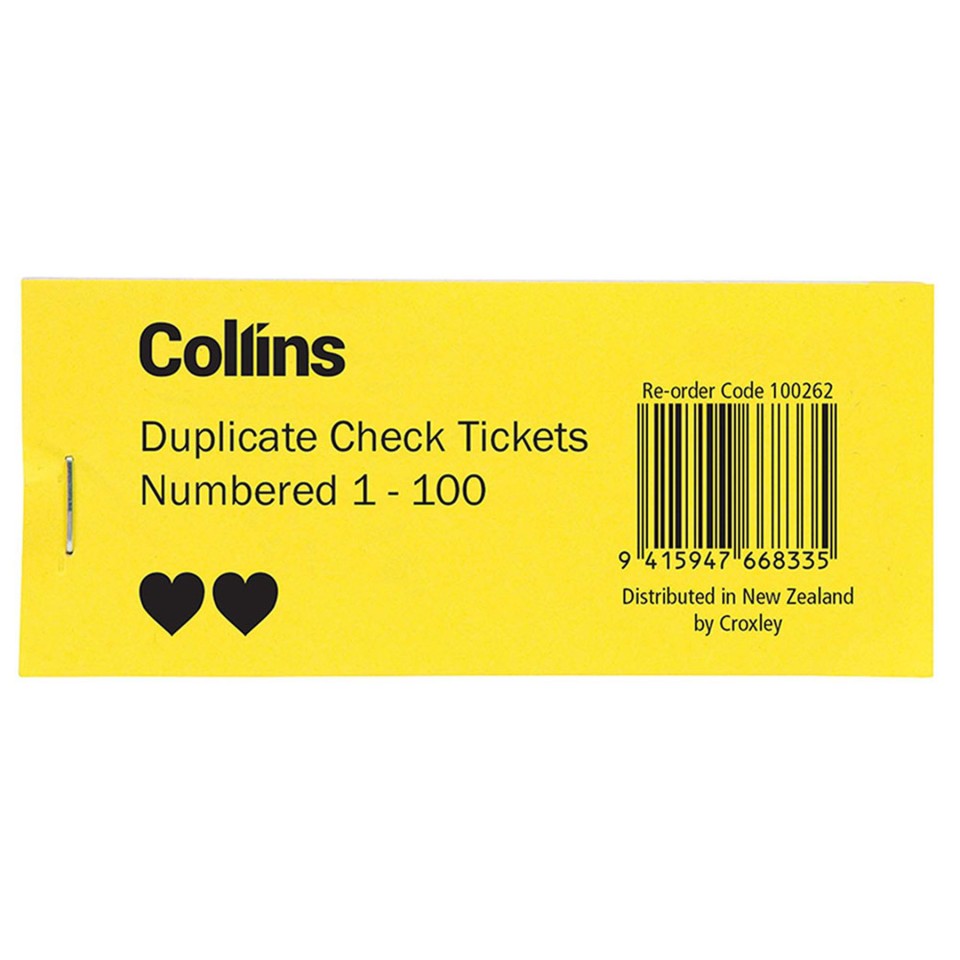 Collins Check Tickets 1 -100 Duplicate Tickets