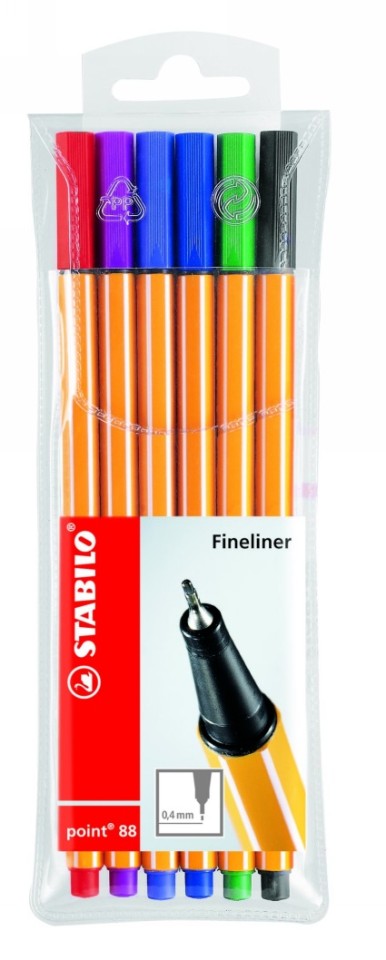Stabilo Point 88 Fineliner Pen 0.4mm Assorted Colours Set 6