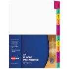 Avery Preprinted Dividers A4 Jan-Dec Tabs Fluoro Multicoloured image