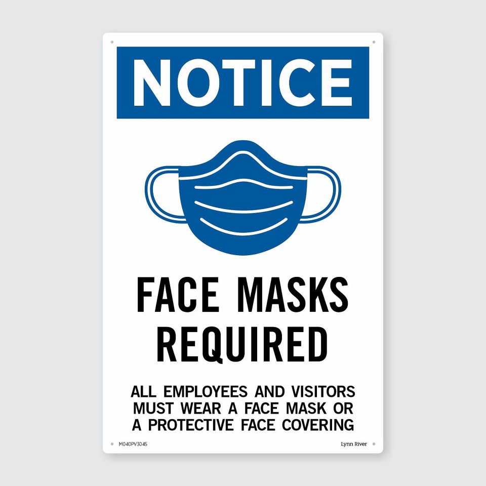 Masks Required - Employees And Visitors Pvc Sign - 300mm X 450mm