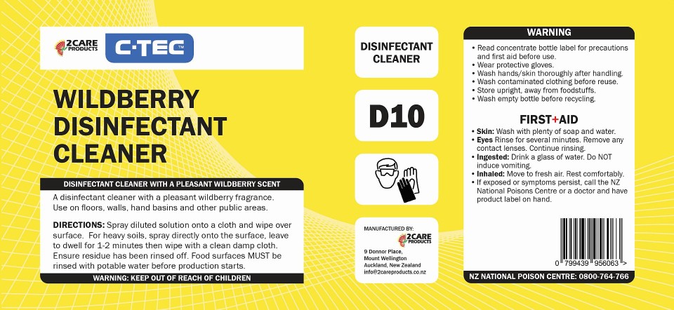 C-TEC Wildberry Disfectant Spray Bottle Label - Sheet of 3