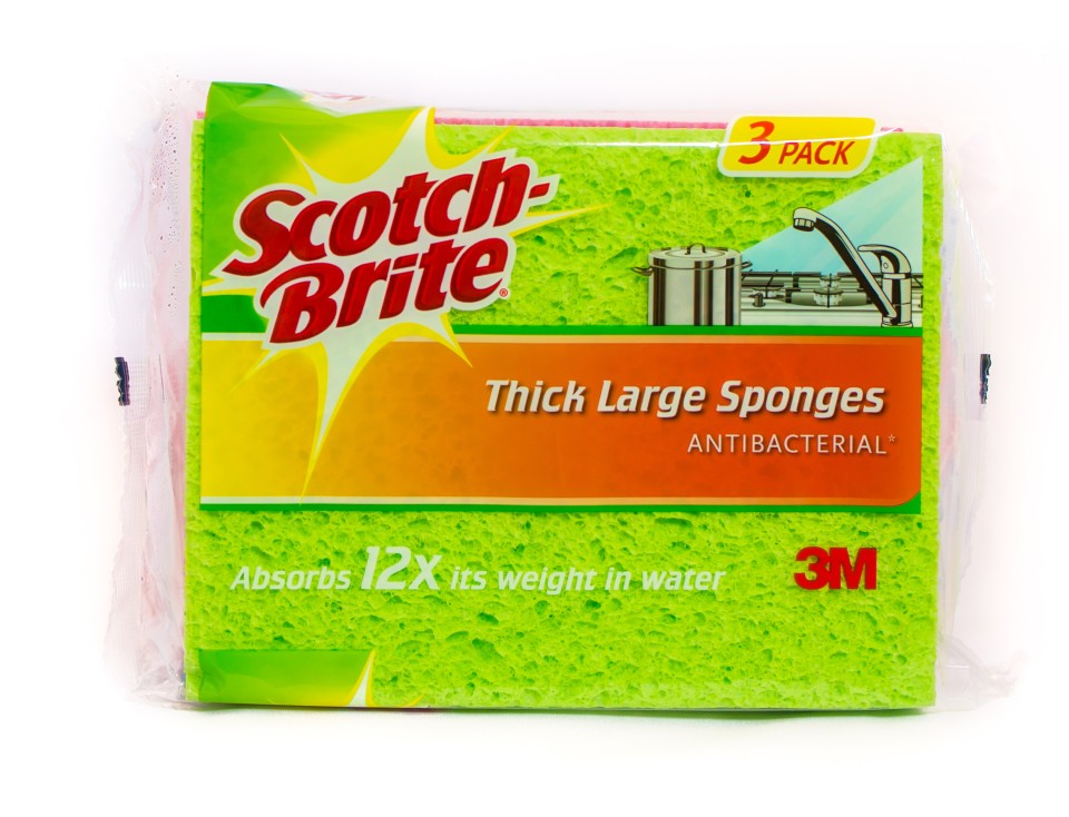 Scotch-Brite Large Stayfresh Sponge Thick Assorted Colours Pack of 3 WN300931089