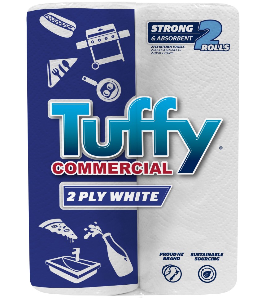 Tuffy Commercial 2 Ply Paper Towel White 60 Sheets Per Roll Pack of 2