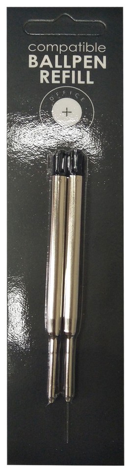 OSC Compatible Ballpoint Pen Refill Medium 1.0mm Black Pack 2