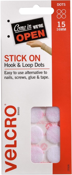 Velcro Brand Hook And Loop Mini Dots 16mm White Pack 15