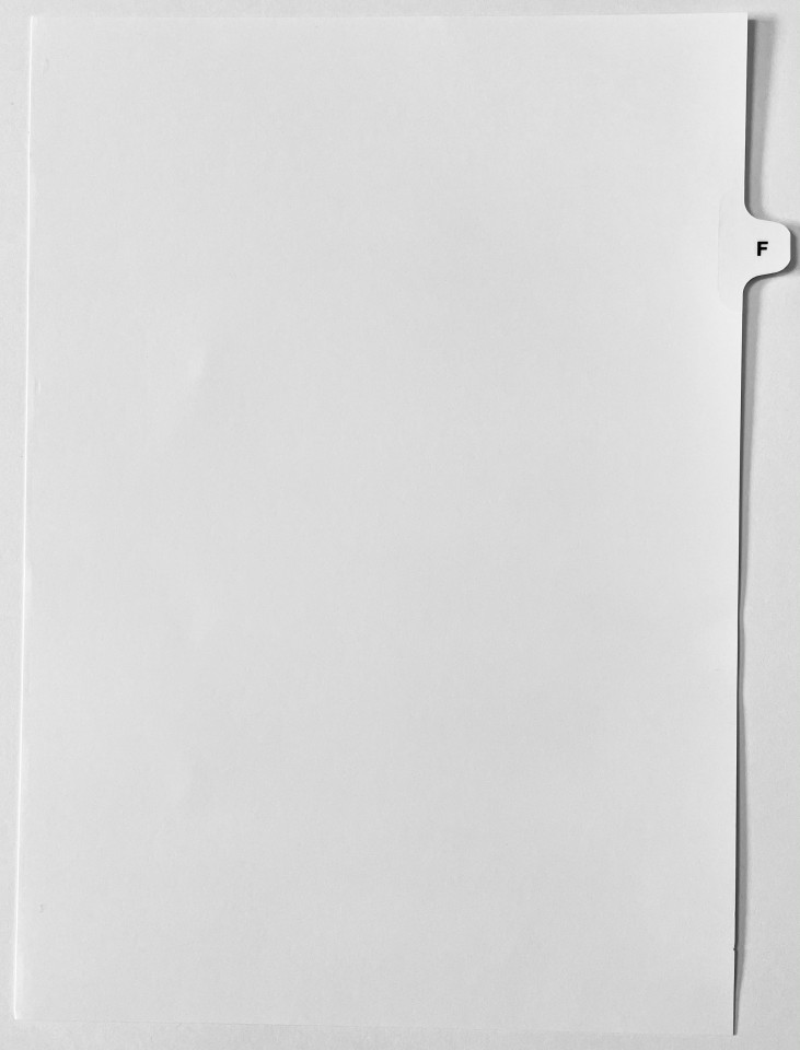 A4 Tab Dividers Printed Tab "F" White 100 Sets