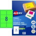 Avery Fluoro Green High Visship Laser Printers 99.1 X 67.7mm Pack 200 Labels (36104 / L7165fg) image
