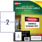 Avery Labels Heavy Duty Laser Printer 959068/L7068 199.6x143.5mm 2 Per Sheet White Pack 50 Labels image