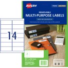 Avery Removable Labels Laser Inkjet Printers 99.1x38.1mm 14 Per Sheet 350 Labels 959046 / L7163REV image