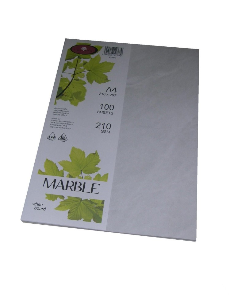 Marble Paper 210gsm A4 White Pack 100