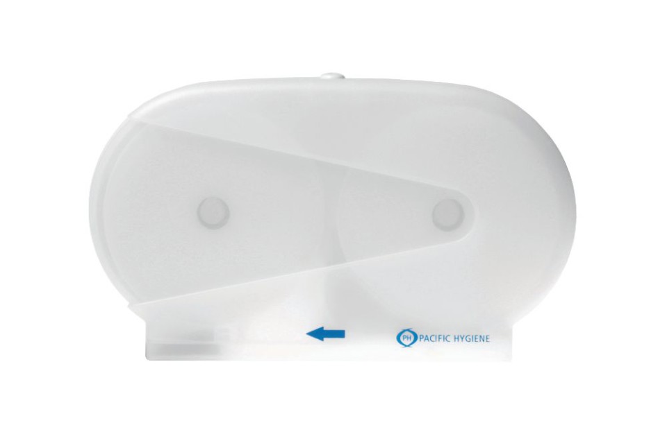 Pacific Hygiene D34W Double Mini Jumbo Toilet Roll Dispenser White