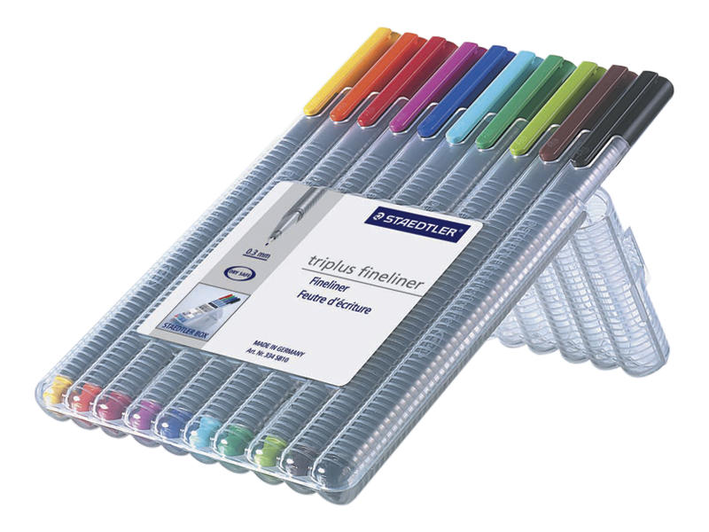 Staedtler Triplus Fineliner Pen 0.3mm Assorted Colours Set 10